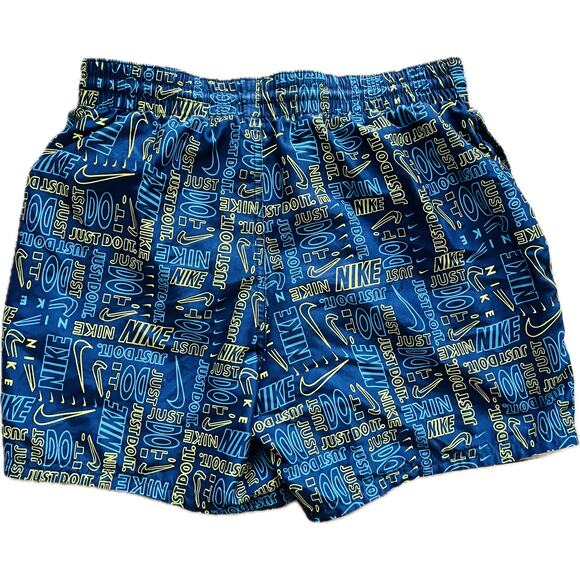 Nike Men's Logo Mash-Up 5" Volley Swim Shorts Blue Yellow Small Beach Trunks - Picture 3 of 3